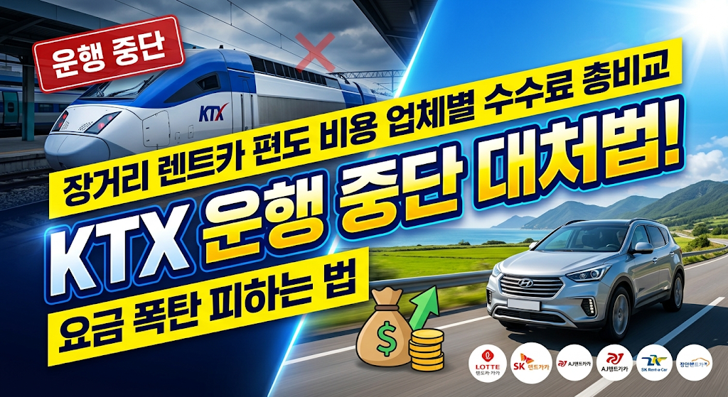 KTX 운행 중단 대처법: 장거리 렌트카 편도 비용 업체별 수수료 총비교 및 요금 폭탄 피하는 법