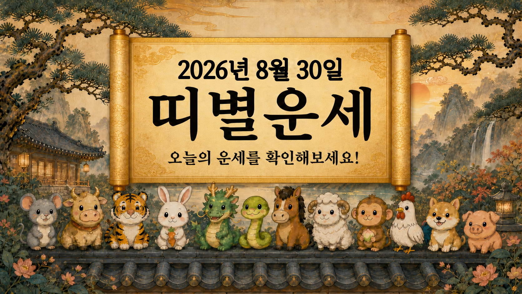 2026년 8월 30일 띠별운세 무료 보기 만세력 2D 이미지