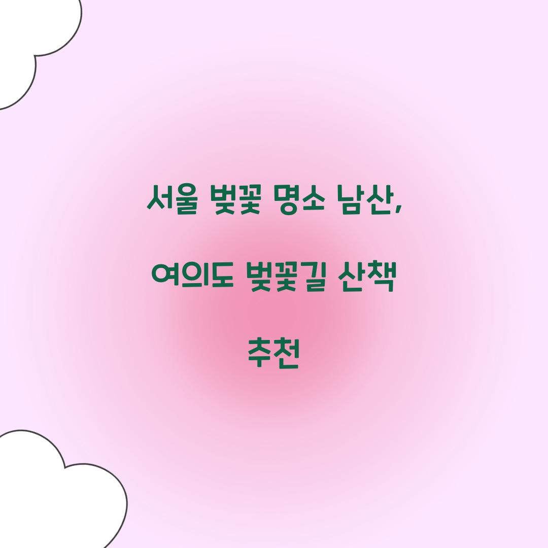 서울 벚꽃 명소