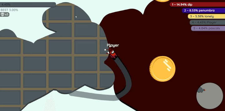 땅따먹기-게임하기-페이퍼아이오(Paper.io2)-플레이-유닛을-조종하여-영역을-넓혀가는-화면