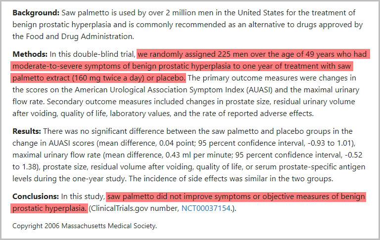쏘팔메토 효과 논문