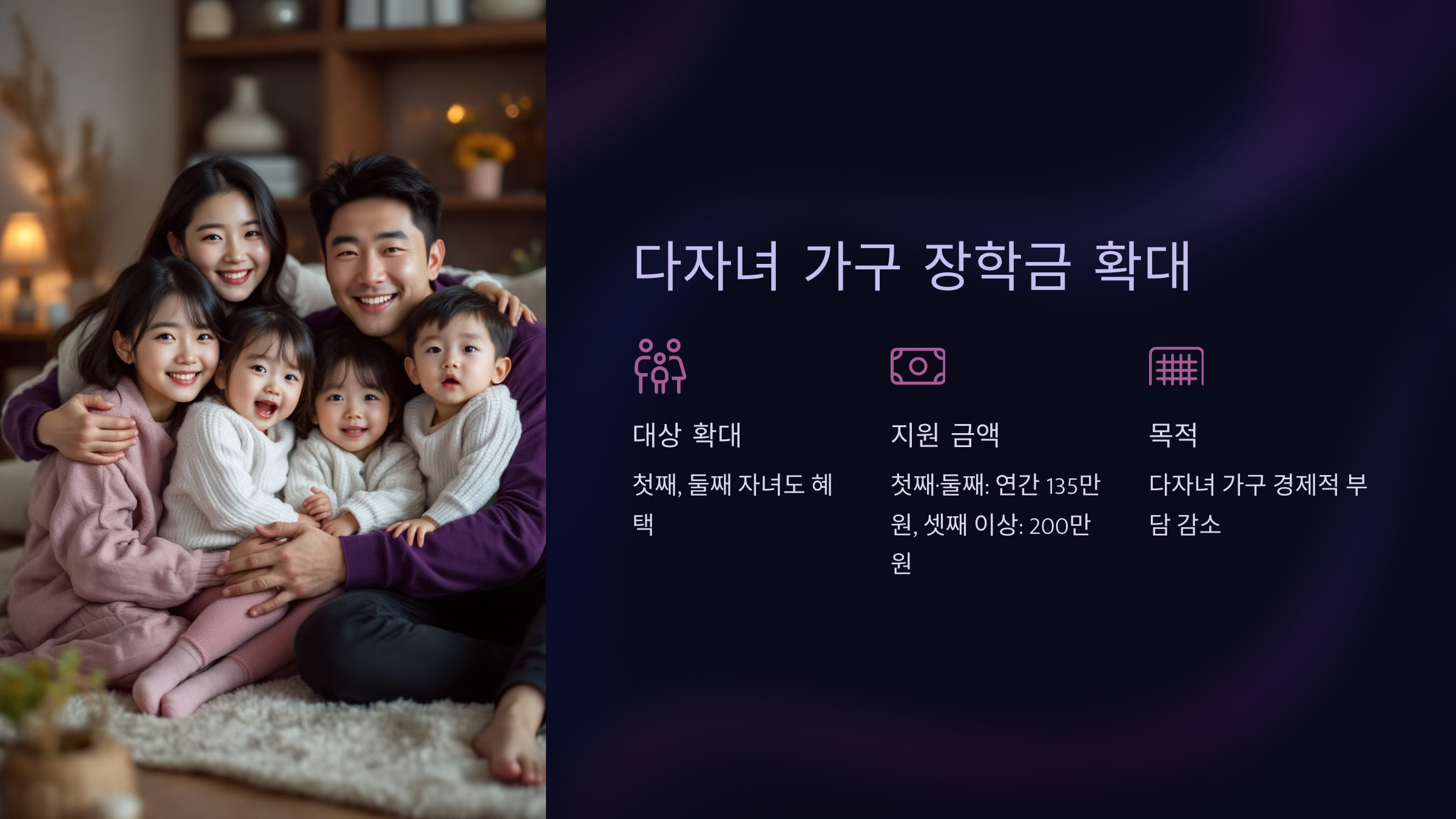 다자녀 가구 대상 장학금 확대