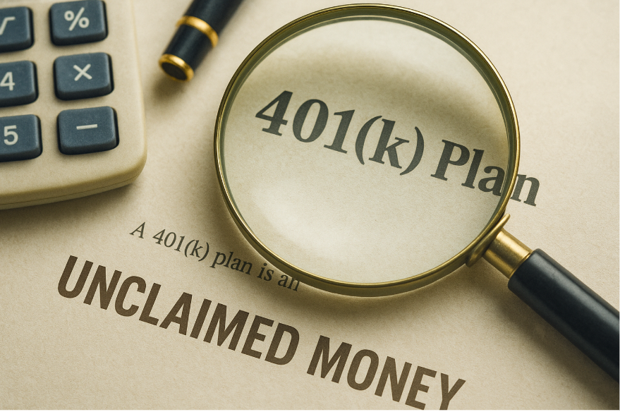 401k plan, unclaimed monmey 가 써 있는 이미지