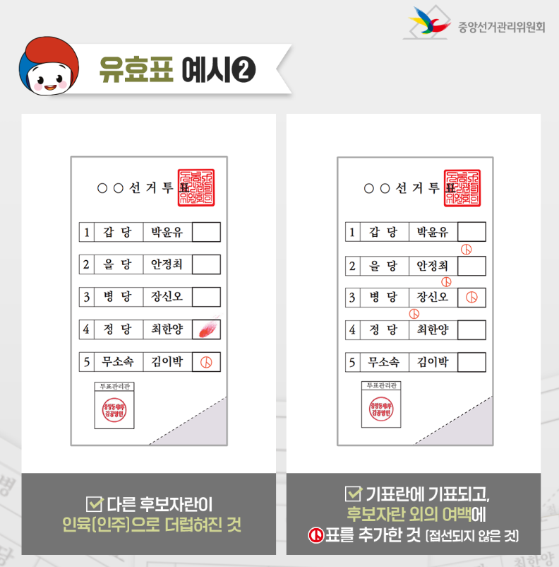 22대 국회의원 선거 유효표 예시