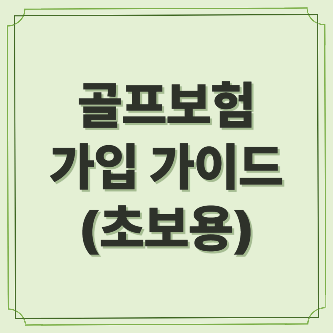 골프보험 가입 가이드 (초보용)