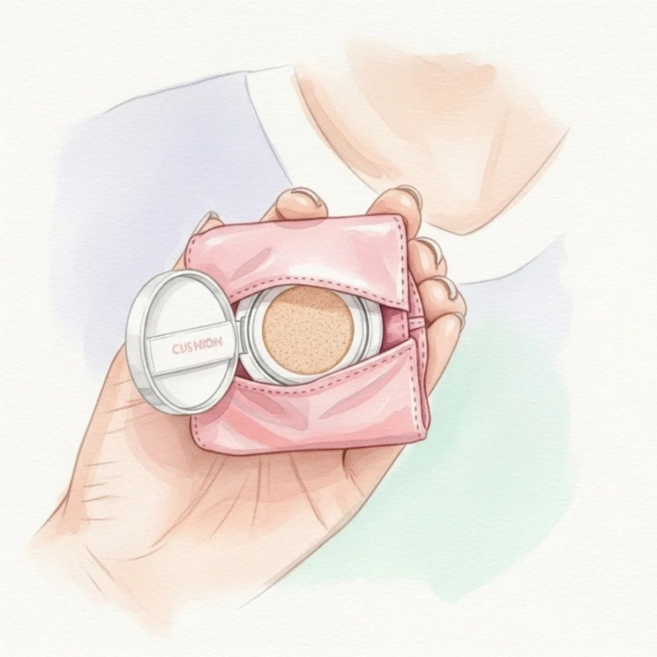 작은 파우치 속 오데어 쿠션 미니의 모습