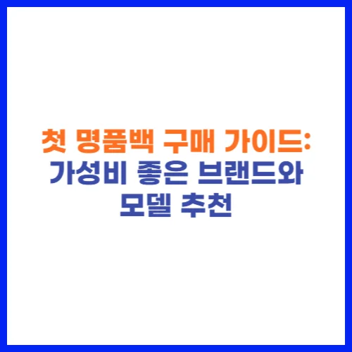 첫 명품백 구매 가이드 가성비 좋은 브랜드와 모델 추천