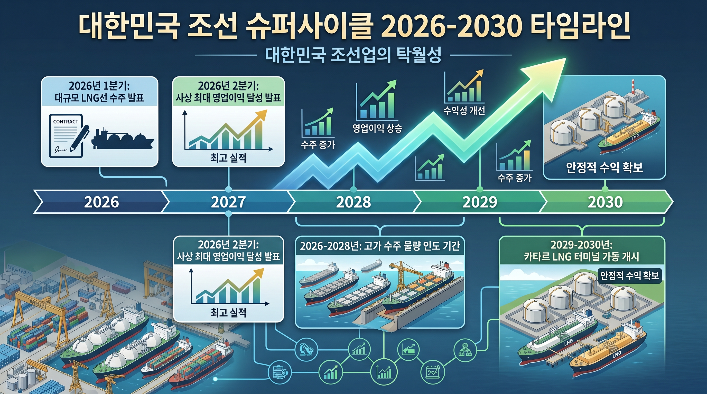LNG 운반선(LNGC) 신조선가 추이, 2022년 2억 2,000만달러 → 2024년 2억 6,000만달러, 2026년 2억 7,300만달러 예상