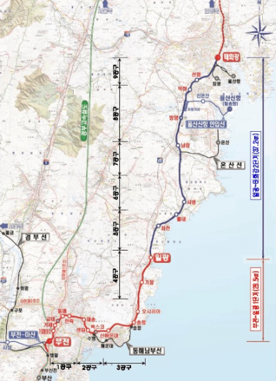 기장 동해선 노선도