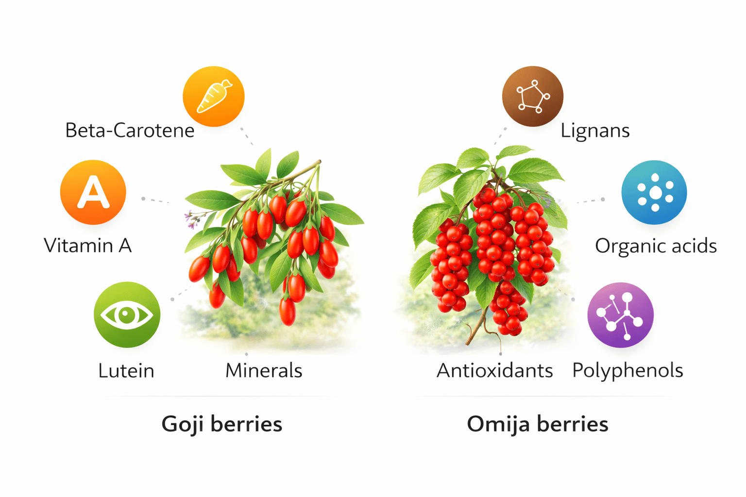 구기자와 오미자의 영양 성분 차이