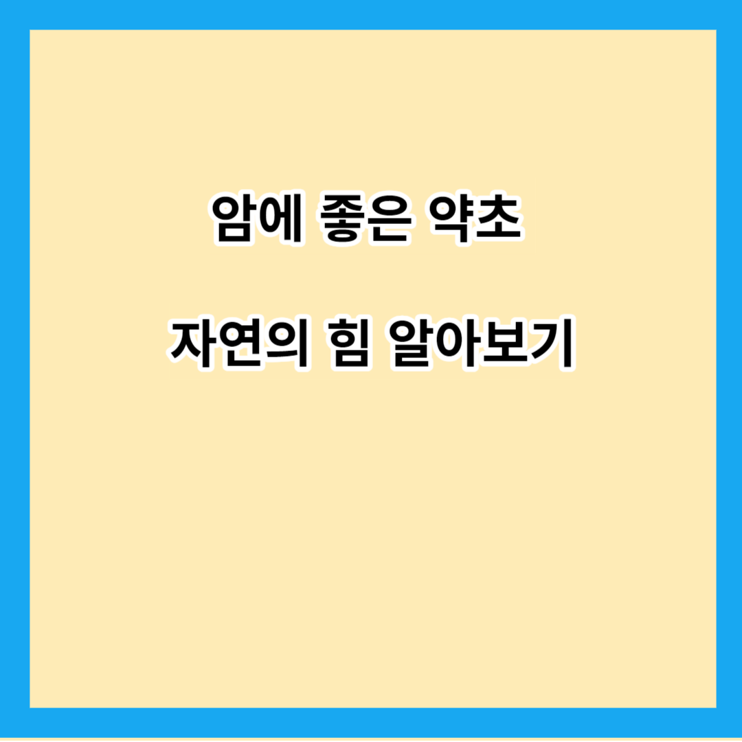 암에 좋은 약초 자연의 힘 알아보기