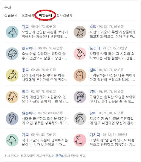 띠별 오늘의 운세 보기