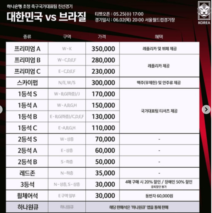 대한민국vs브라질-티켓-가격