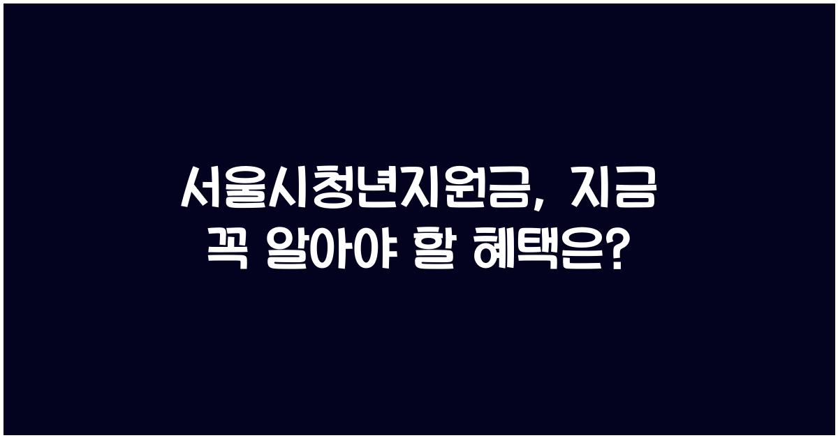 서울시청년지원금
