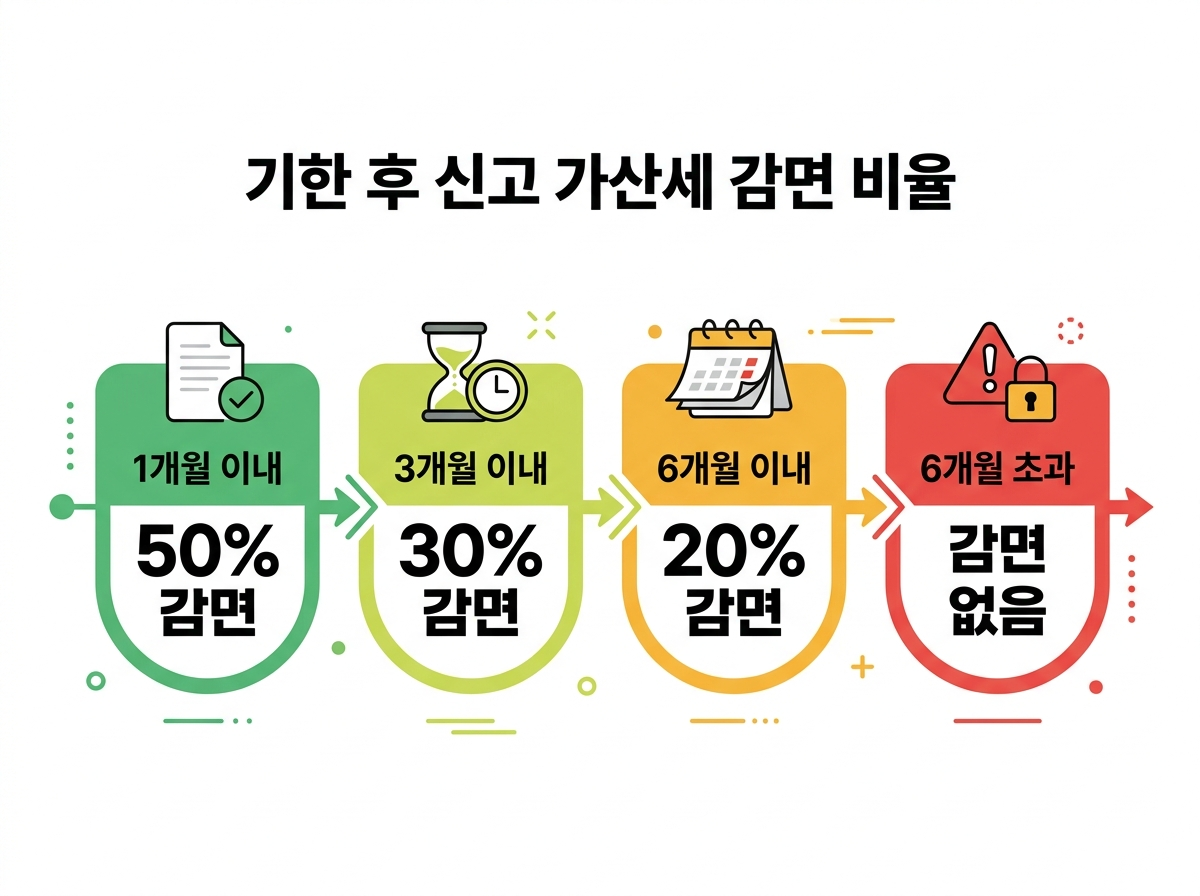 기한후신고 시기별 가산세 감면율 50%~20% 타임라인