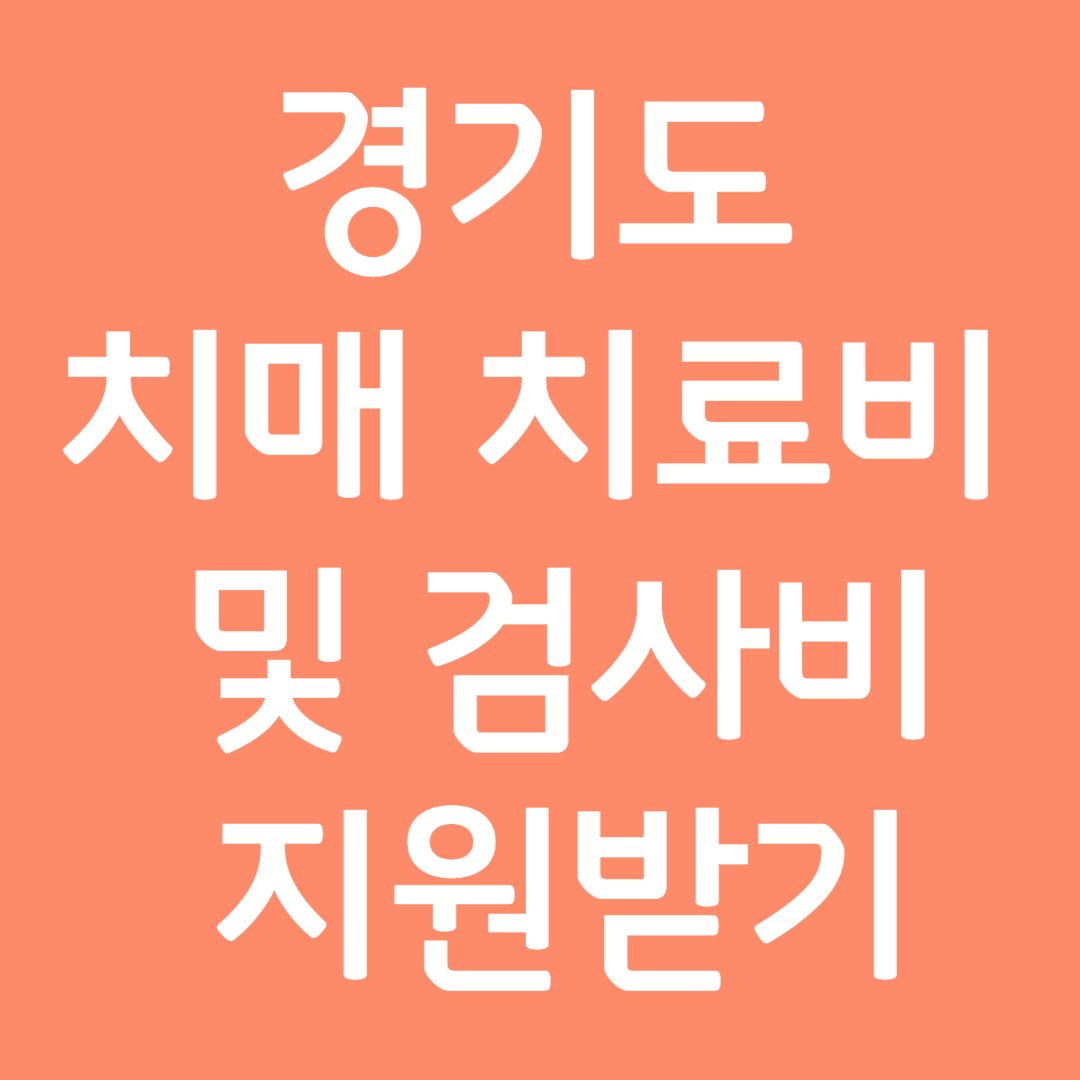 경기도 치매 치료비 및 검사비 지원받기