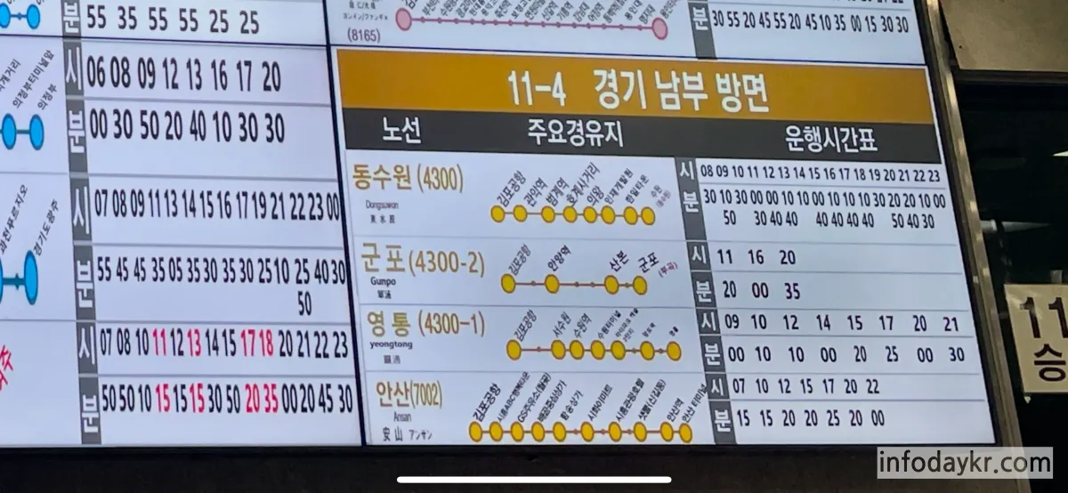 김포공항-동수원터미널-버스-시간표