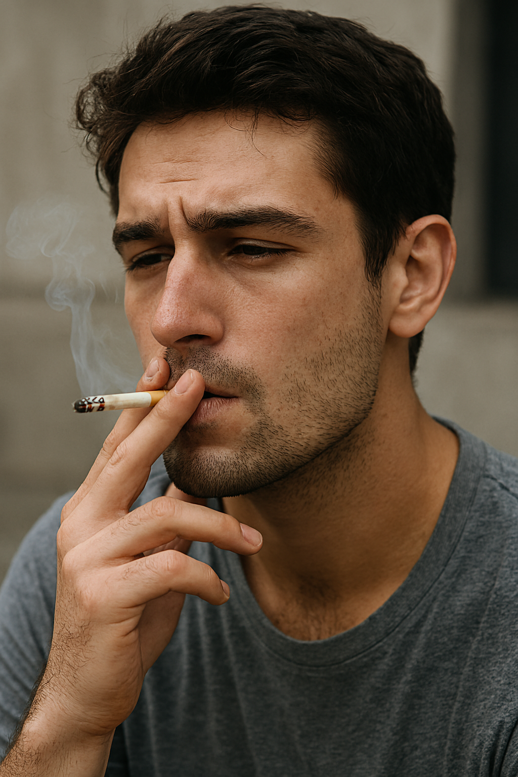 흡연을 하는 남성