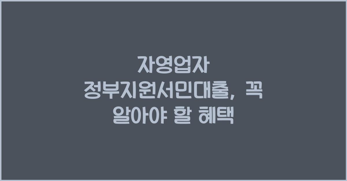 자영업자 정부지원서민대출