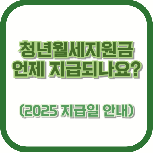 청년월세지원금 언제 지급되나요? (2025 지급일 안내)