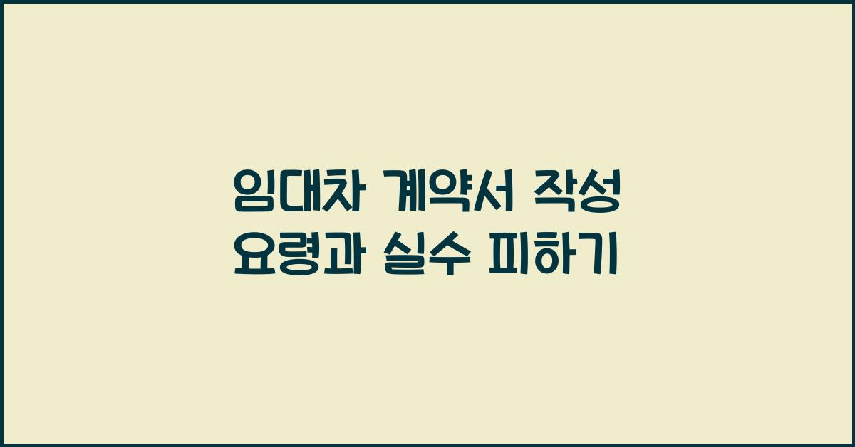 임대차 계약서 작성 요령