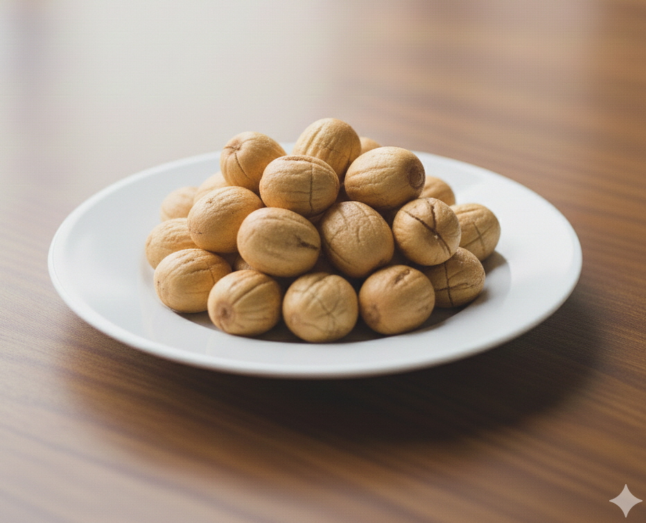 뽀얗고 단단한 알곡 형태의 신선한 연자육(연꽃 씨앗)