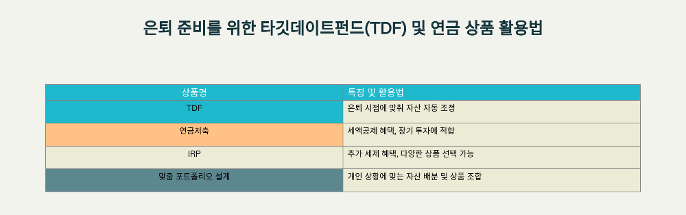 은퇴 준비를 위한 타깃데이트펀드(TDF) 및 연금 상품 활용법 타이틀 이미지