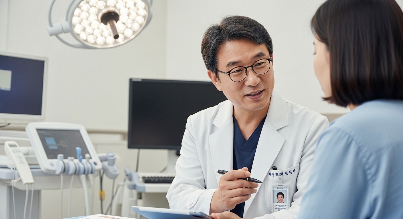 의료진이 정밀검사 안내를 설명하는 모습