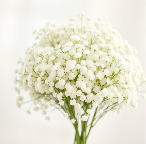 풍성한 하얀색 안개꽃 다발