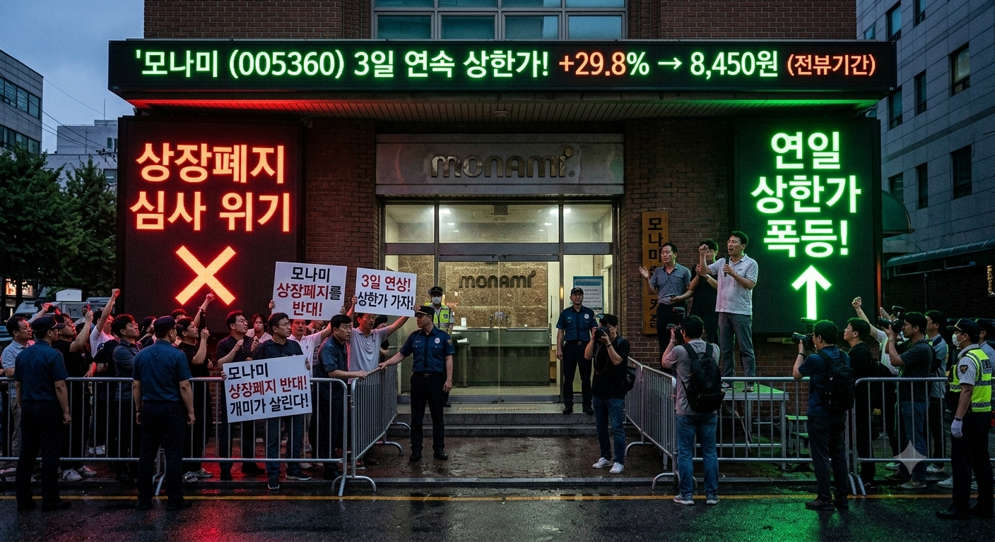 모나미 상장폐지속 급등