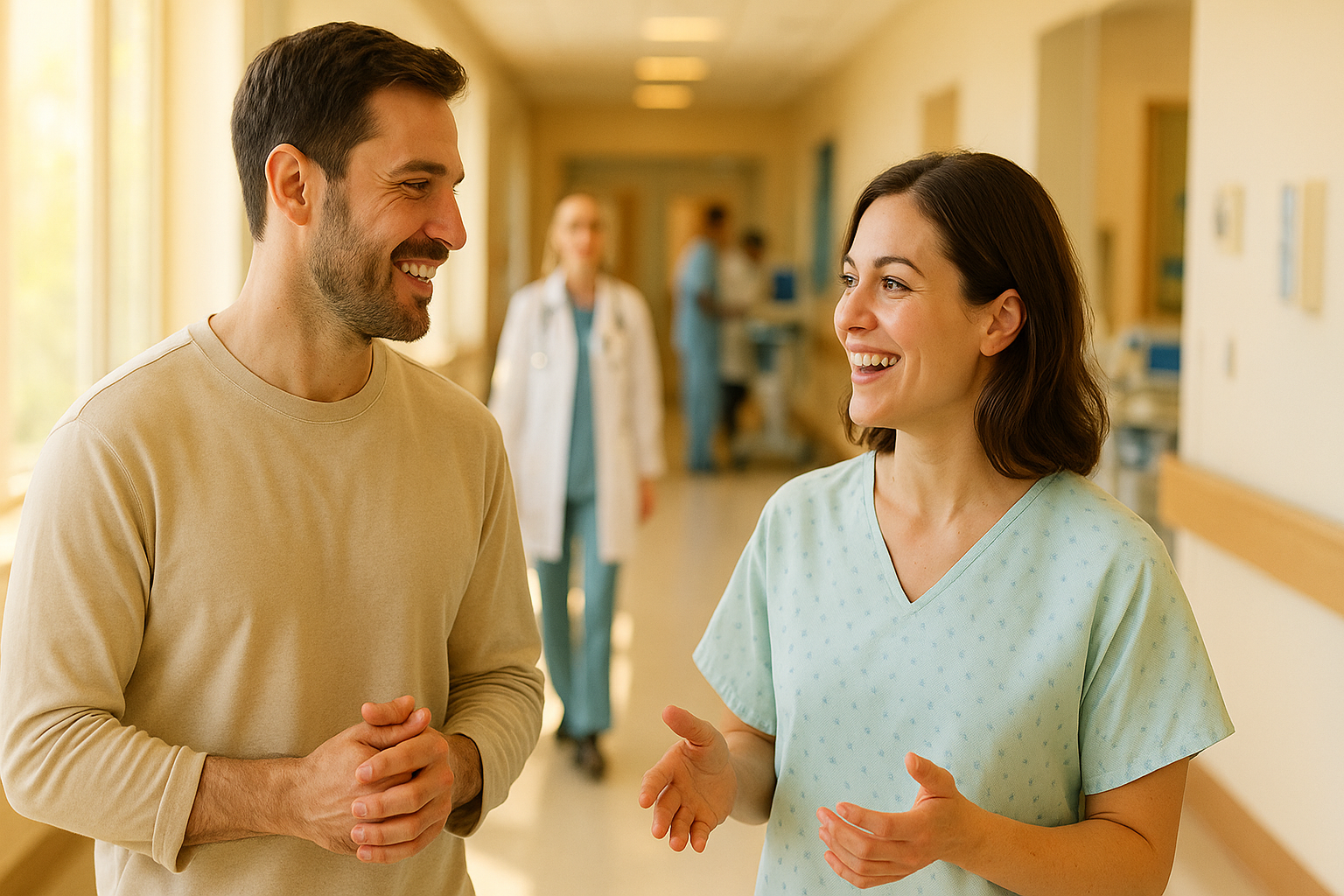 보험으로 안심하며 대화하는 보호자