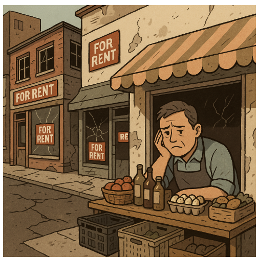 빈집 증가는 지역 소상공인 경제에 어떤 영향을 줄까? AI기반 이미지