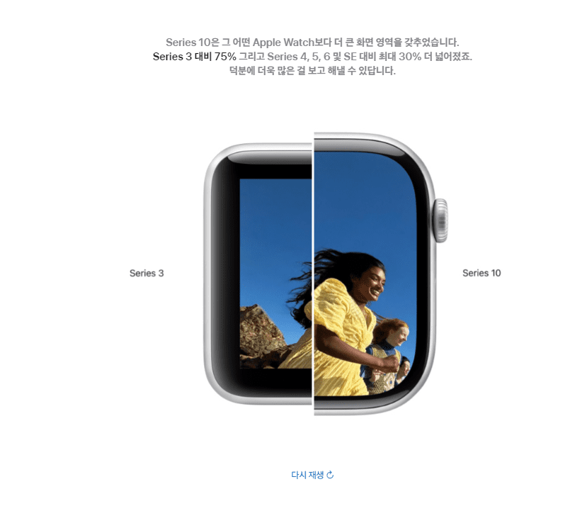 애플워치10 화면 디스플레이 크기 비교