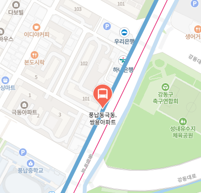 풍납동극동.쌍용아파트에서 인천공항 리무진 공항버스(6200번) 지도 위치
