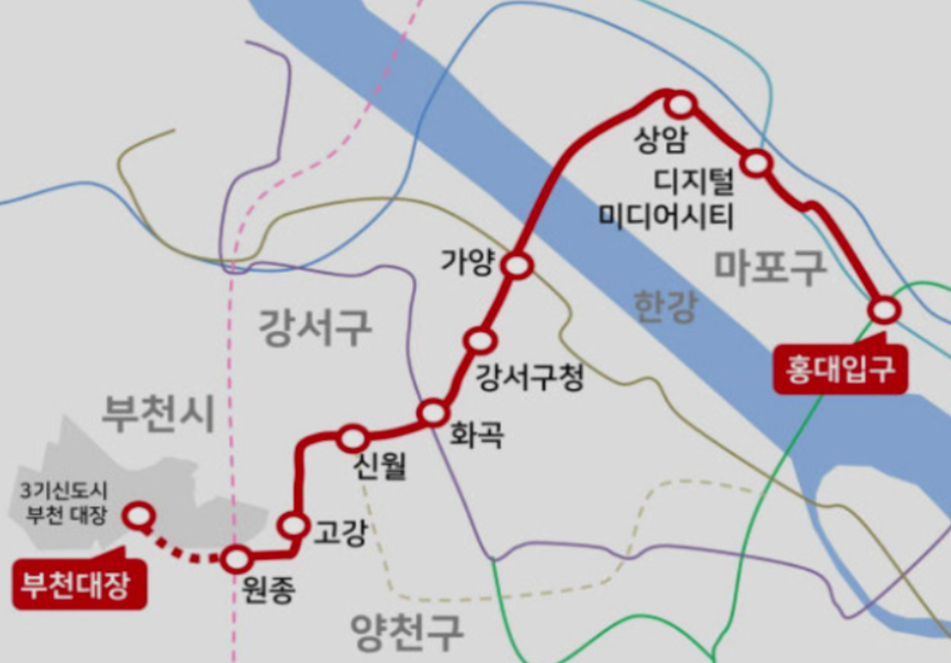 대장홍대선 노선도