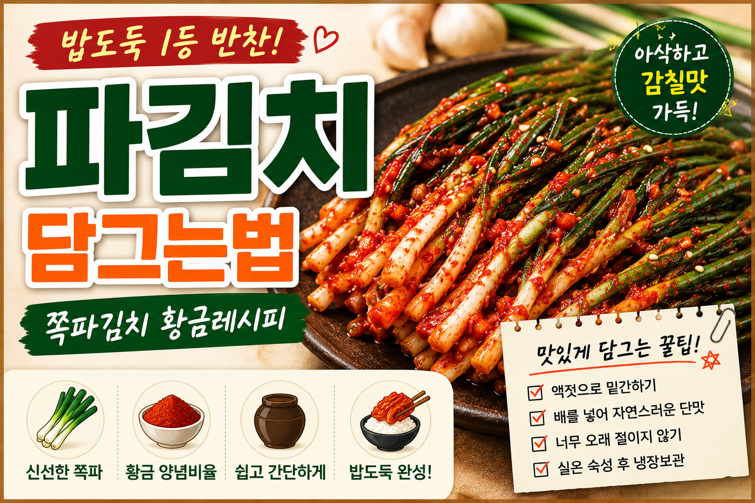 파김치 담그는법 레시피, 쪽파김치 황금레시피