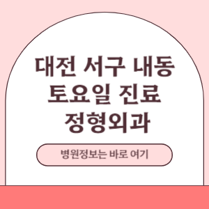 대전 서구 내동 토요일 정형외과 진료 병원