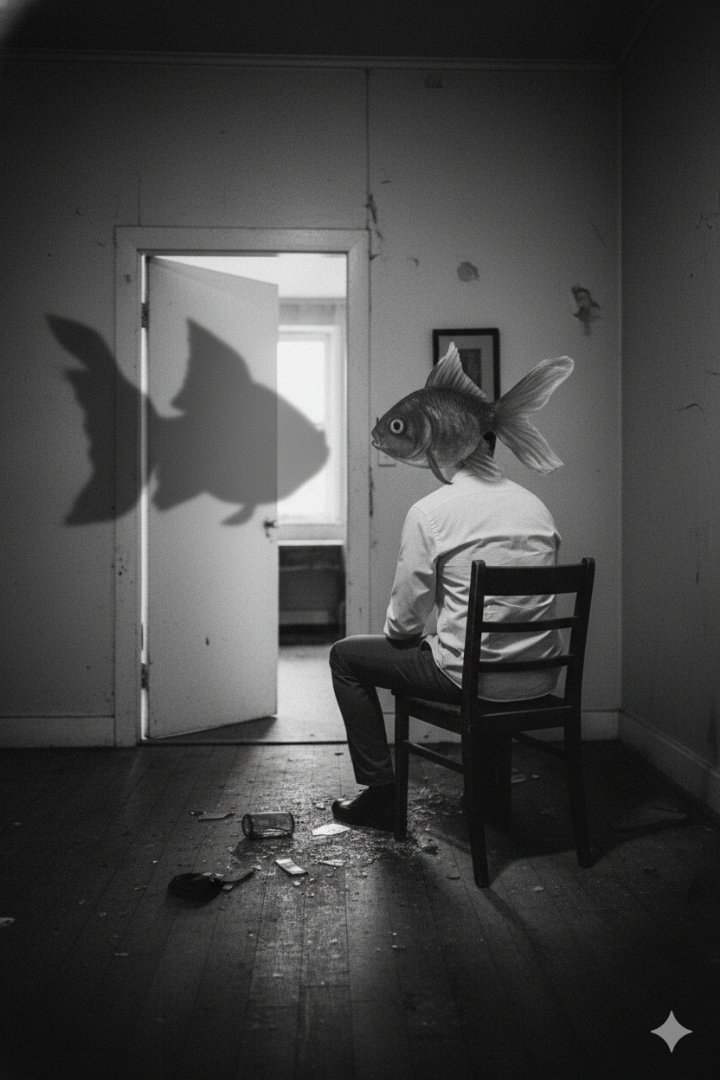 책 속 명장면을 연상시키는 긴장감 넘치는 흑백 이미지