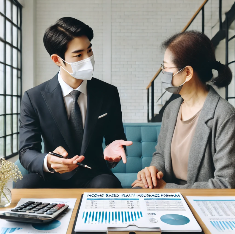 추가 소득 관련 보험 정책을 설명하는 금융 전문가의 모습