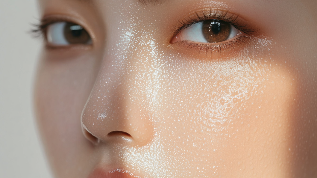 한국인의 피부장벽 회복법(미세먼지, 건조함, 민감성)-20대 여성의 얼굴 피부 close up 사진