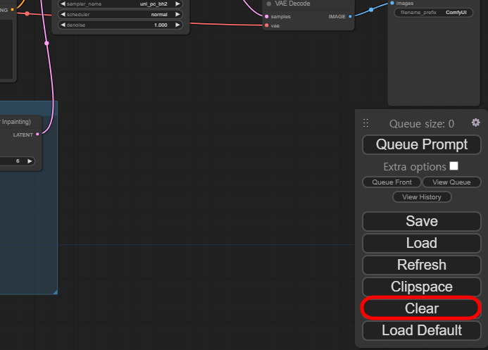 ComfyUI 화면 초기화