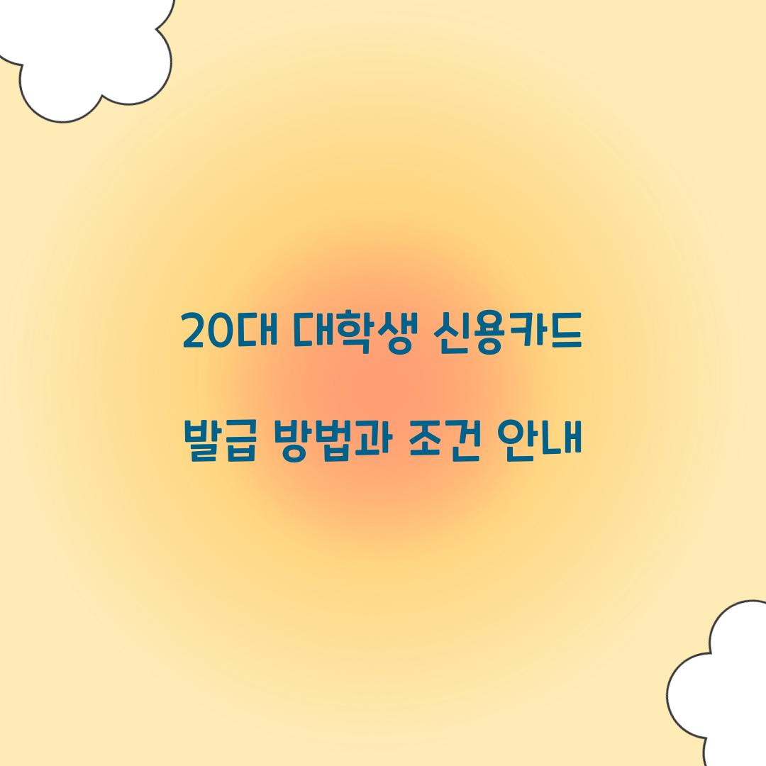 20대 대학생 신용카드 발급