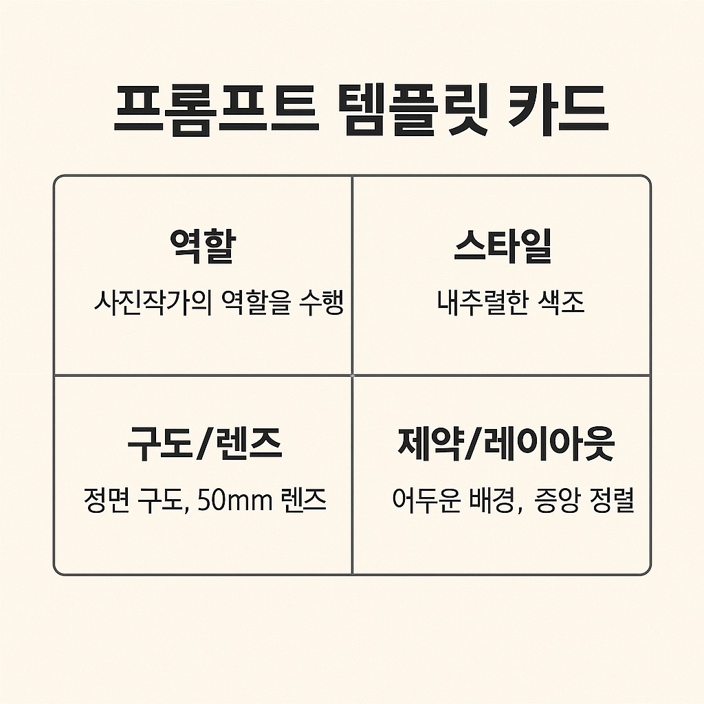 AI 이미지 생성기 프롬프트 템플릿 카드