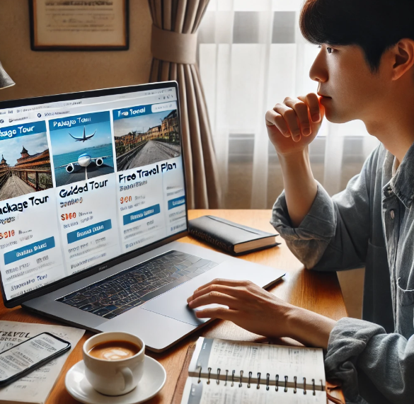 여행 계획을 고민하는 모습