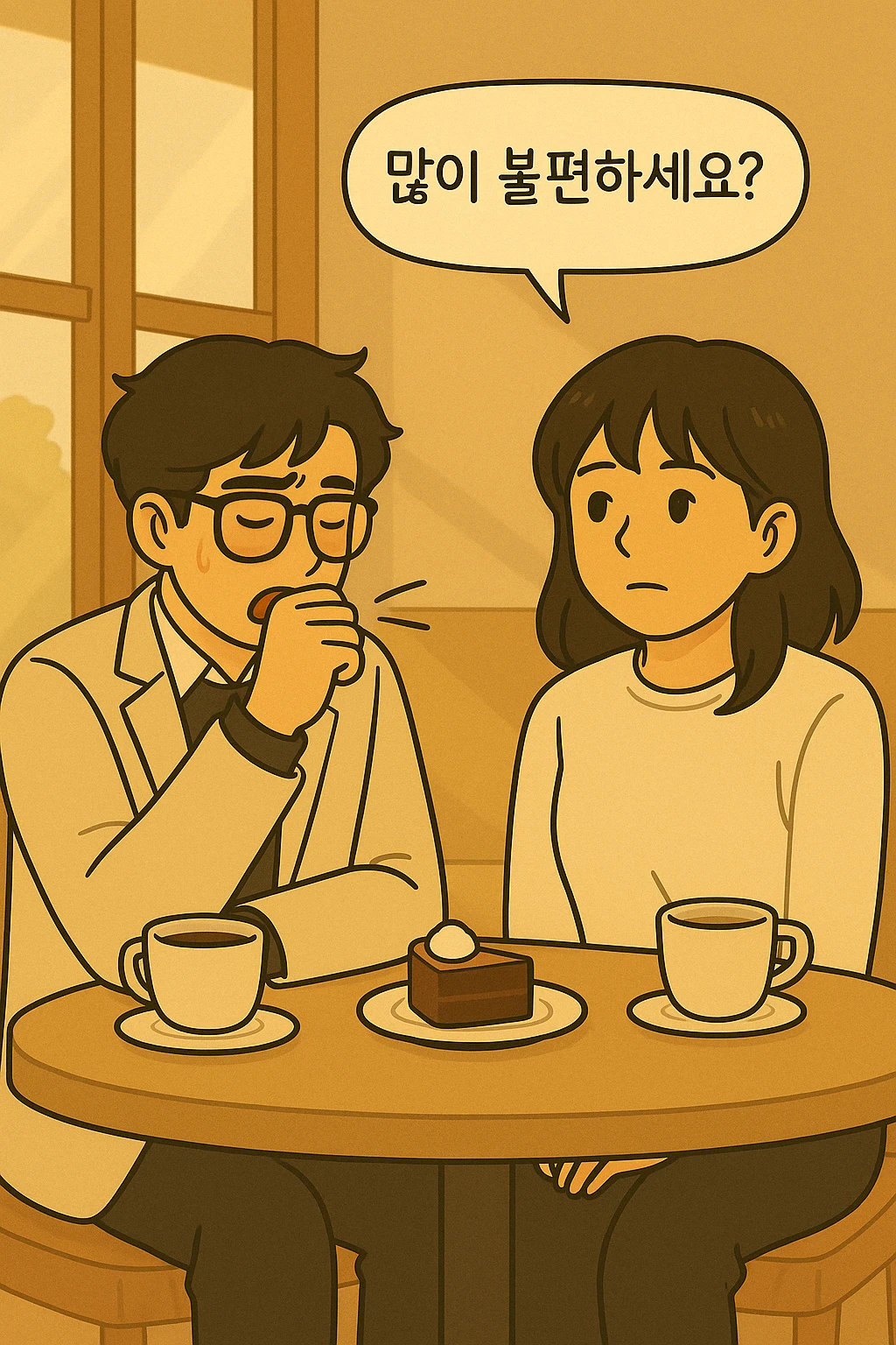 사레들려 콜록대는 관식을 바라보는 애순의 모습