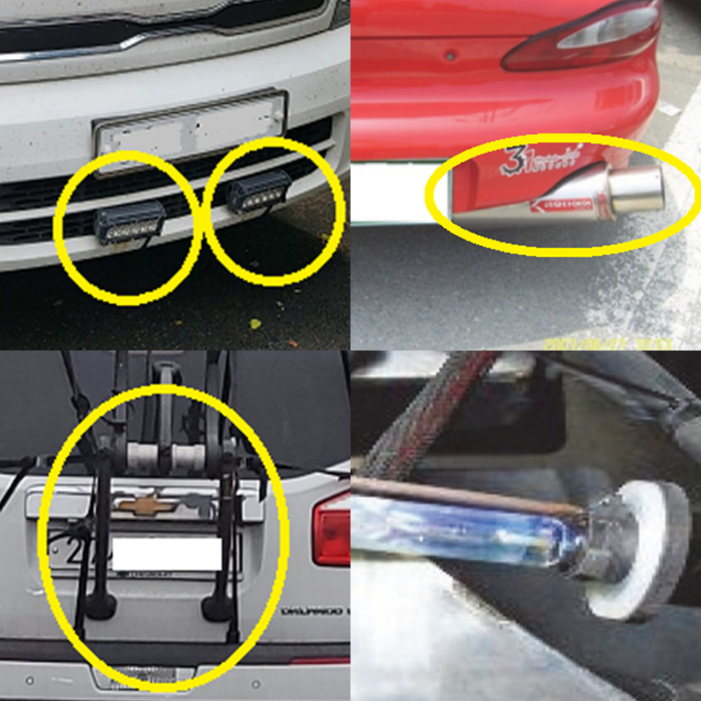 불법자동차 집중단속 대상 예시