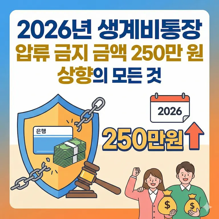 2026년 생계비통장 압류 금지 금액 250만 원 상향의 모든 것