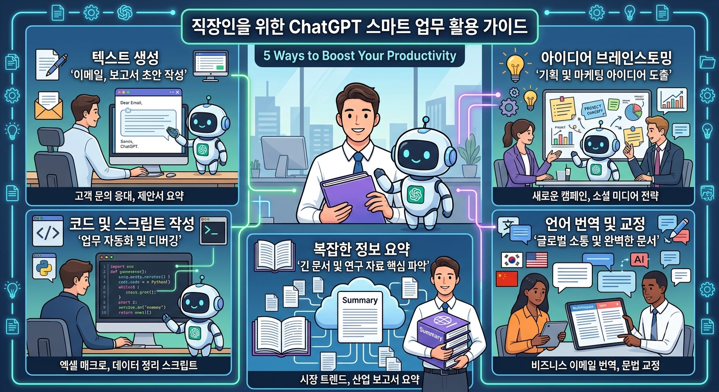 이미지 설명: 직장인이 ChatGPT를 업무에 활용하는 방법 5가지