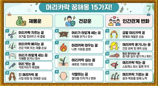 머리카락 꿈해몽 15가지! 재물운·건강운·인간관계 변화를 암시하는 꿈 이미지