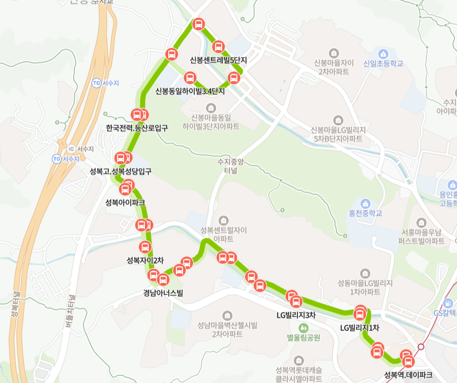 용인-88C번-버스-노선-지도